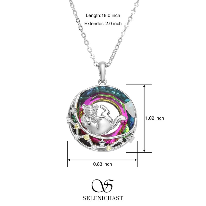 SELENICHAST Cat Necklace 925 Sterling Silver Pendant Necklace Jewelry for
