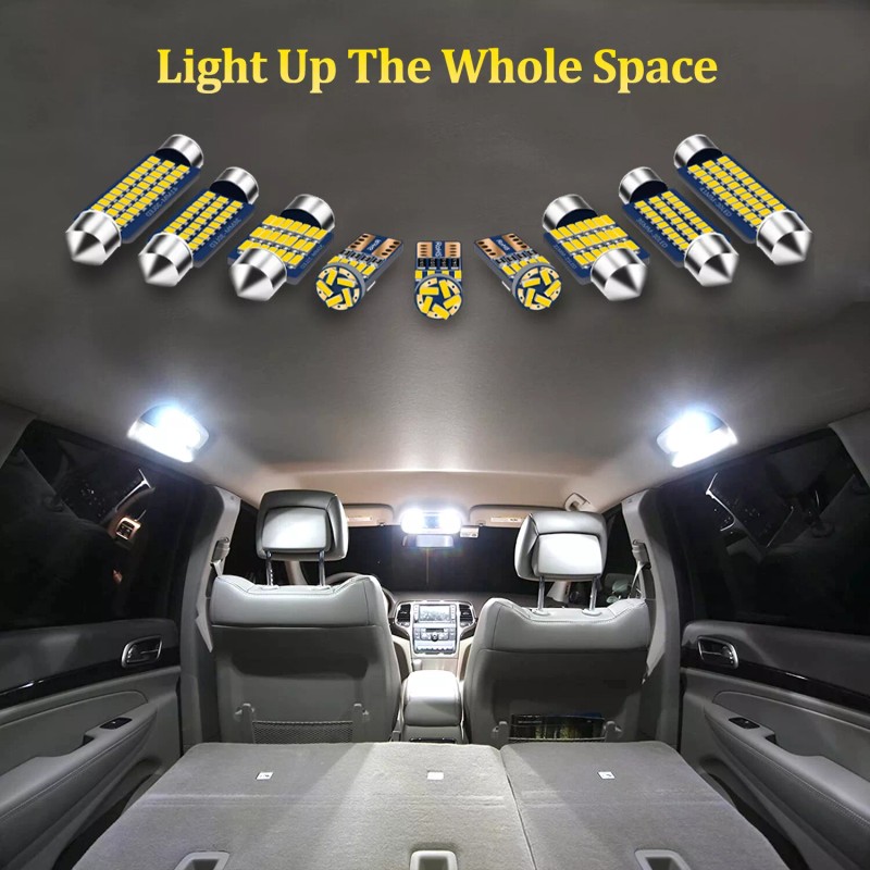 BMTxms 8x White LED Bulbs Interior Lights Package Kit For