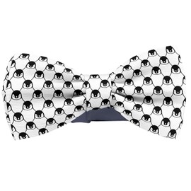 KAWAMOUSE Adjustable Pre-tied bow tie for Men (Winter Penguins Black Pattern) Elegant Cute Bowties for Dogs Cats Pets