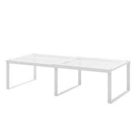 EAROND Cabinet Organizer Shelf,Metal Kitchen Counter Shelves,Expandable Cabinet Storage Shelf Rack,Spice Rack,Stackable Cabinet Shelf for Pantry,Kitchen,Bathroom,Office Desktop(White,L)