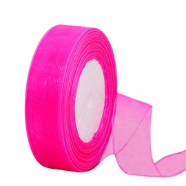 45 m Organza Ribbon Rose 25 mm Wide Chiffon Gift Ribbon Transparent Organza Ribbons Chiffon Ribbon Decorative Ribbon Gift Packaging Decorative Ribbon Tulle Ribbon for Christmas Wedding Christening