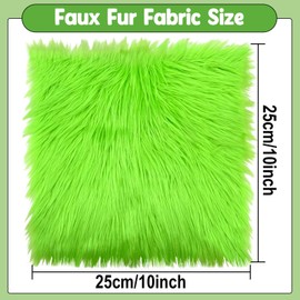 Fluorescent Green Faux Fur Fabric Squares, 10x10 Inches Fluffy Faux Fur for DIY Crafts, Fashion Design, Beard, Sewing, Cosplay Costumes, Seat Pads, Rugs, Pillows and Home Decoration Projects