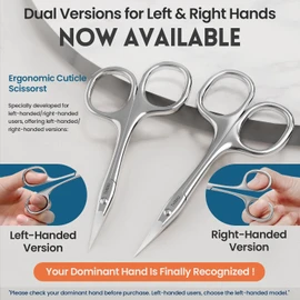 THRAU Left Handed Cuticle Scissors Extra Fine Curved Cuticle Cutter for Manicure Pedicure, Small Scissors Precise Pointed Tip Cuticle Trimmer Grooming Kit for Nail, Eyebrow, Eyelash, Beards, Dry Skin