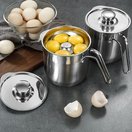 WJTZLBNSUY 304Stainless Steel Egg Separator, Egg Yolk, Can Separate Multiple Eggs,Silver (With lid, Trumpet)