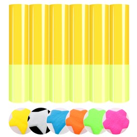 HTVSTD Glow in The Dark Puff HTV Vinyl -12"* 10" 6pcs Neon Yellow Puffy HTV Iron On Vinyl Puffy Heat Transfer Vinyl for T-Shirts Puff