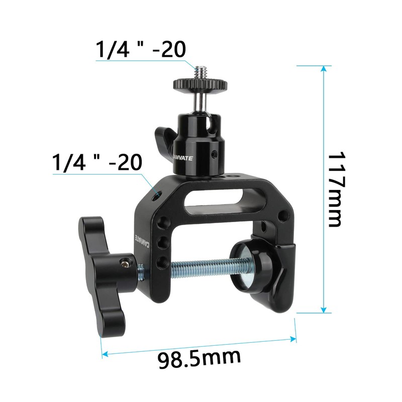 CAMVATE Heavy-duty C Clamp Articulated 1/4"-20 Ball Head Support Holder