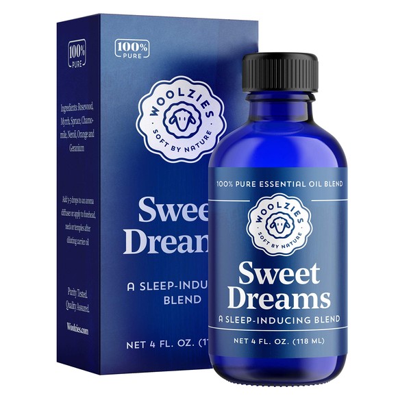 Woolzies Sweet Dreams Essential Oil Blend | Helps Sleep Better Faster Restful | Undiluted Therapeutic Grade (Sweet Dreams, 4 Oz)