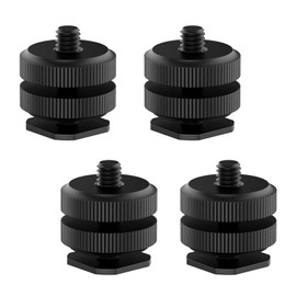 Camera Hot Shoe Mount (4 Pack) to 1/4"-20 Tripod Screw Adapter Flash Shoe Mount for DSLR Camera Rig