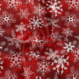 Mnsruu Round Tablecloths, Red Pattern with Snowflakes, Flower, Decorative Tablecloth for Round Tables Decoration for Holiday, Home, Christmas, Party, Picnic