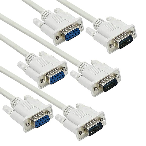 DaFuRui 5ft/1.5m RS232 Cable， 3Pack White DB9 RS232 Male to