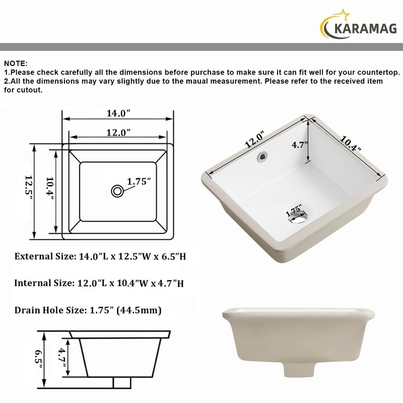 14 Inch Undermount Bathroom Sink Rectangle Small Undermount Sink White