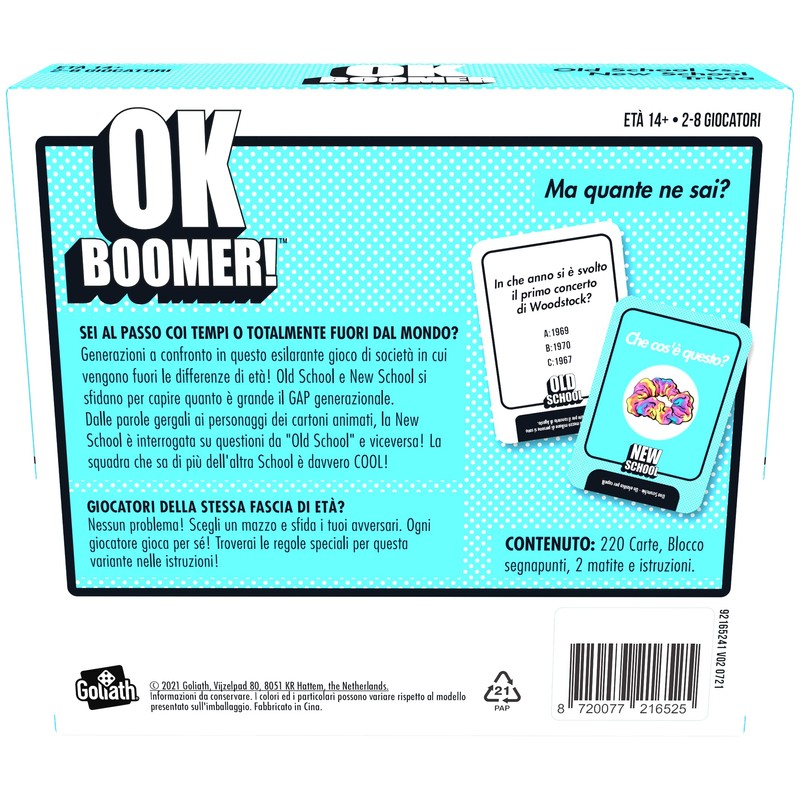 Goliath OK Boomer! (Italian Version), Card Game from 14 Years