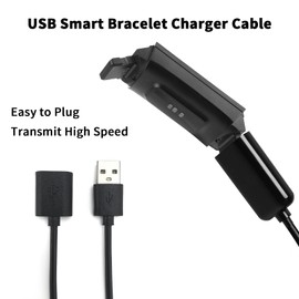 Lelukee Smart Bracelet Charger,Portable Bracelet Watch Charger,USB Charging Cable Adapter for Smart Bracelet，Rubber TPE Soft Wire 1 Meter Long Wristband Charger Cable (2)