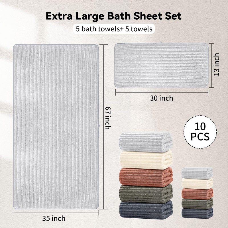 Tewloss Extra Large Bath Towel Set 10 Piece, XL Bath
