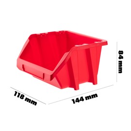 KADAX Workshop Stacking Box, Small Sorting Box Made of PP Plastic, Visual Storage Box in Various Sizes and Colours, Storage Boxes for Tool Wall (Red, Set of 10 - 144 x 118 mm)