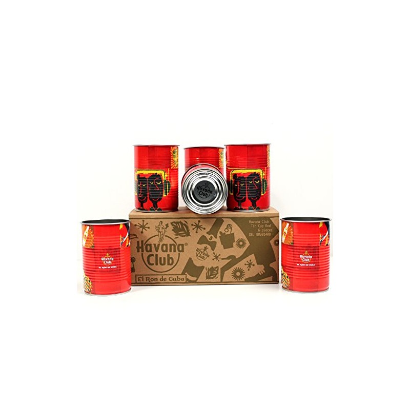Havana Club Tin Cup, Red Drinking Cans, Havana Drinking Cups,