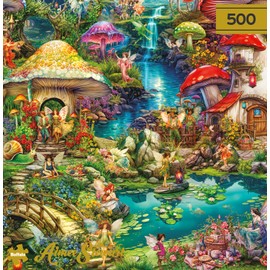 Buffalo Games - Gold - Aimee Stewart - Merry Mushroom Village Picnic - 500 Piece Jigsaw Puzzle for Adults - Challenging Puzzle Perfect for Game Nights