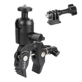 FPN Aluminum Alloy Super Clamp Camera Mount with 360° Ball Head for Bike/Motorcycle Handlebar Pole Tripod Rod 0.5-2.0" Diameter, Compatible with GoPro, Insta360 X5 X4, DJI Osmo Action 5 Pro, Pocket 3