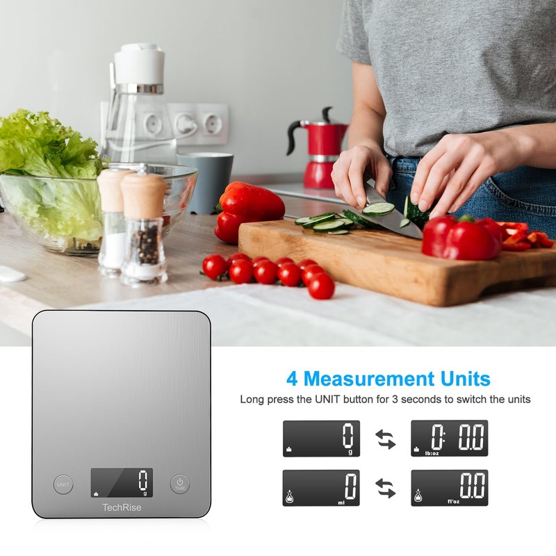 Digital Kitchen Scale, TechRise Food Scale, Satiness Steel Weighing Scale