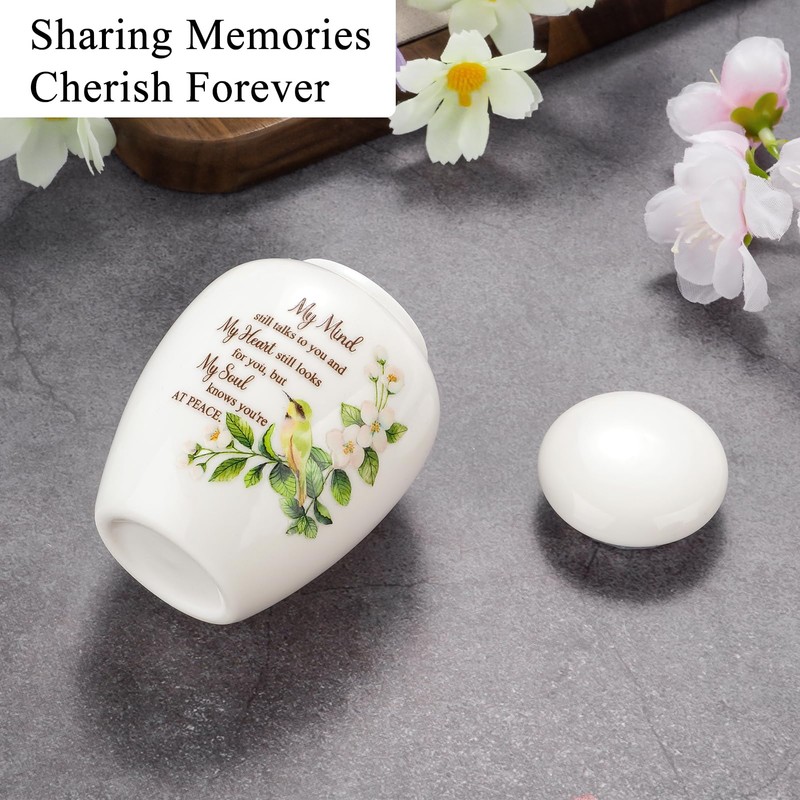 SOITIS Ceramic Mini Urn for Ashes - 2.8 Inch Elegant