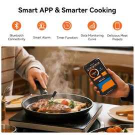 Newise Smart Wireless Meat Thermometer, Bluetooth Food Thermometer for Grill, Remote Tracking and Accurate Temperature with APP Alerts, Perfect Gifts for Men, BBQ Lovers, Smoker