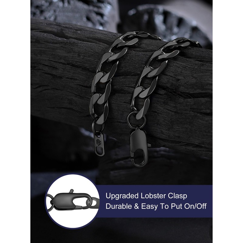 Bandmax Cuban Link Bracelet, Stainless Steel Wrist Chain for Mens,