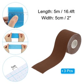 PATIKIL 16.4ft x 2 Inch Aerial Hoop Tape, 3 Roll Athletic Tape Adhesive Non-Slip Grip Tape Yoga Rig Sports Tape for Wrapping Exercises Gymnastics, Brown