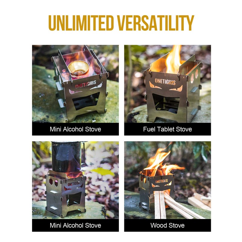 OneTigris Camping Backpacking Stove Portable Foldable Burning Wood Stove for