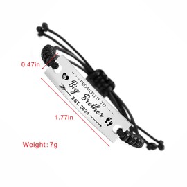 SOUSYOKYO Promoted to Big Brother Est 2024, Brother to Be Gifts Bracelet?Soon to be Brother Jewelry, Pregnancy Announcement Gift for New Brother, First Time Brother