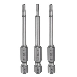 HARFINGTON 3pcs H2.5 Hex Head Drill Bit Wrench 2.5mm Metric Flat Tip 1/4" Hex Shank 65mm (2.56") Long Magnetic Hexagonal Screw Driver Socket Industrial Screwdriver Power Bits