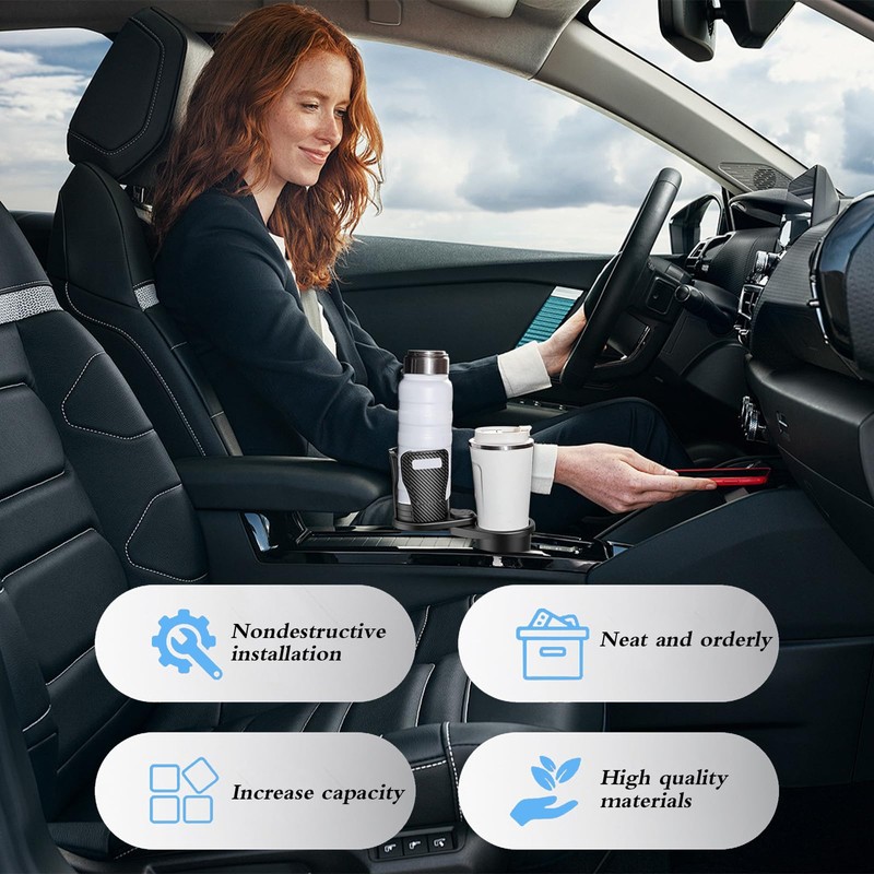 DECUIOCC Upgraded Car Cup Holder Expander, 2 in 1 Vehicle