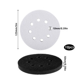 10 PCS Foam Sanding Pads, 5 Inch 8 Holes Orbital Sander Foam Pad, Sanding Pads for Orbital Sander, 8-Hole Design Prevents Dust Clogging, Suitable for Orbital Sanders