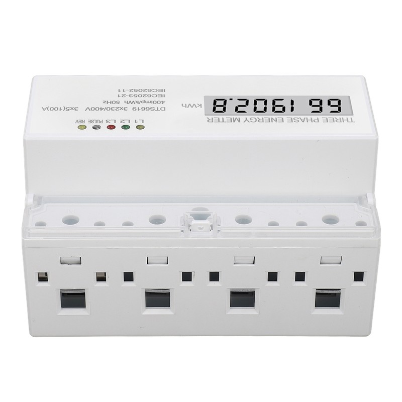 3 Phase Energy Meter DIN Rail Mount Electricity Usage Monitor