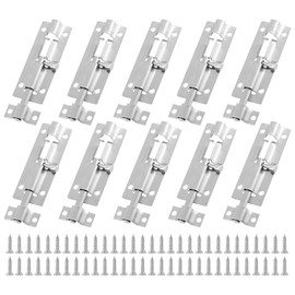 Jiozermi 10 Packs Barrel Bolt Latch, 3" Length and 1" Wide Slide Latch Lock, Stainless Steel Gate Latch with Mounting Screws