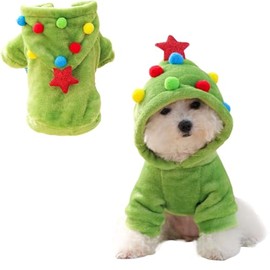 ANIAC - Disfraz de perro de Navidad cálido de forro polar para perros pequeños, chamarra de día festivo para cachorros, ropa de fiesta para niñas, niños, Papá Noel, disfraz de mascota para gatos