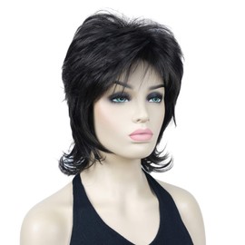 Lydell 16" Long Soft Shaggy Layered Wig Classic Cap Full Natural Synthetic Wigs (Dark Brown)