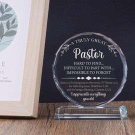 Pastor Appreciation Gifts, Thank You Gift for Pastor Gifts for Men Women, Engraved Crystal Pastor Appreciation Plaque, Birthday Gift for Pastor, Minister, Priest, Pastor Religious Christian
