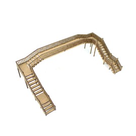 War World Scenics Model Train Station U-Shape Overpass Pedestrian Bridge with Platform - Gauge 00 Model Railway Model Railway Model Building Scale OO 1:76 Bridge Pedestrian Path Two Naves