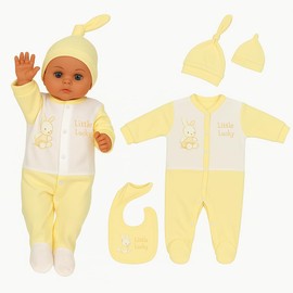 Blue Eyes Baby Gift Set 8 Pieces 100% Natural Cotton - Newborn First Equipment for Boys and Girls Unisex Clothing 0-4 Months (Yellow Rabbit)