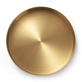 IVAILEX Round Gold Tray Stainless Steel Jewelry, Make up, Candle Plate Decorative Tray (5.5 inches)