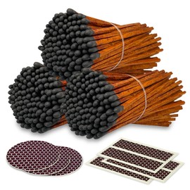 4" Espresso Matches + Striker Stickers Included | 300 Brown Stick Black Tip Decorative Safety Matches | Premium Long Matchsticks | Gifts, Home Decor, & Candle Accessories by Thankful Greetings