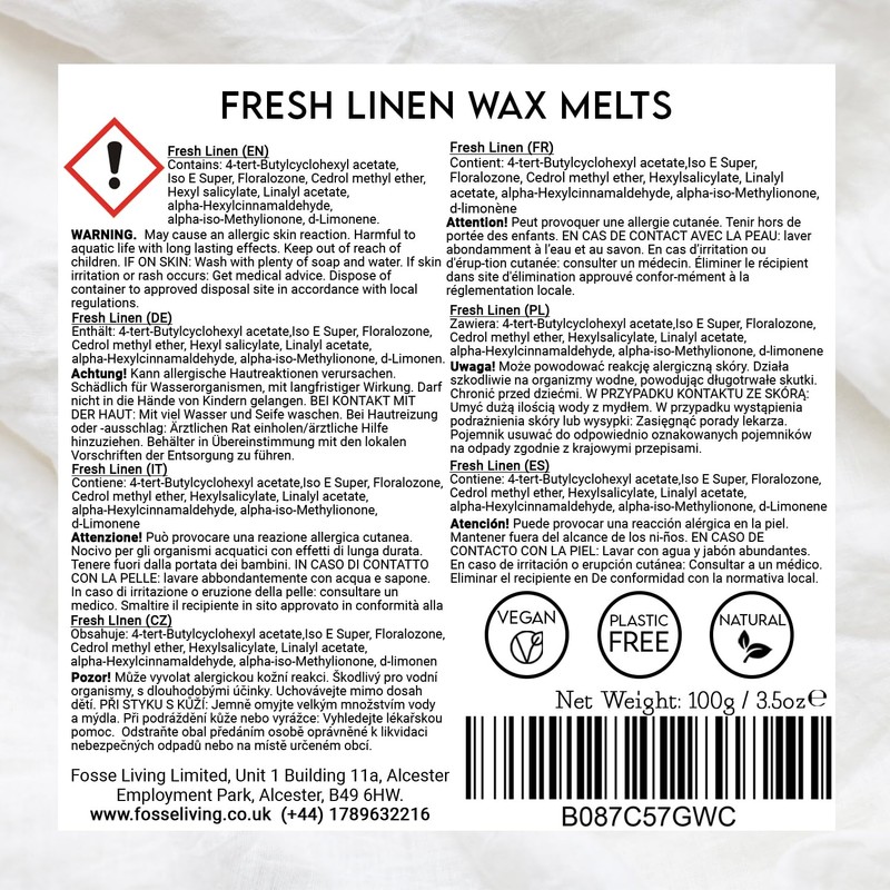 Fresh Linen Strong Scented Wax Melts 16 Pack - The