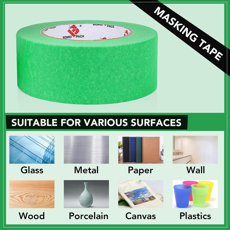 BOMEI PACK 2 Inch Green Painters Tape, 2 Pack Paint