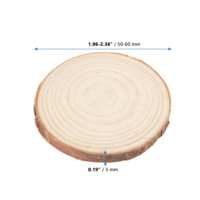 MANCHAP 200 PCS 2-2.4 inches Wood Slices, Unfinished Natural Round