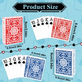 Metsyth Plastic Playing Cards Waterproof Cards Poker Card 2 Pack Playing Card Large Print for Adults Seniors, Deck of Card Set Poker Cards for Beach Trip Pool Party Games (Blue & Red)