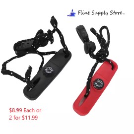 Flintsupplystore Magnesium Fire Starter Survival Tool, Ferro Rods Fire Striker, Compass, USA SHIP - Red