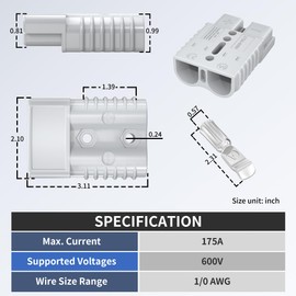 RVBOATPAT 175Amp Battery Quick Connect/Disconnect Connector,12V Wire Harness Plug Connector Kit with 1/0 AWG Quick Disconnect Battery Terminal for Car Winch Trailer - 2 Pack