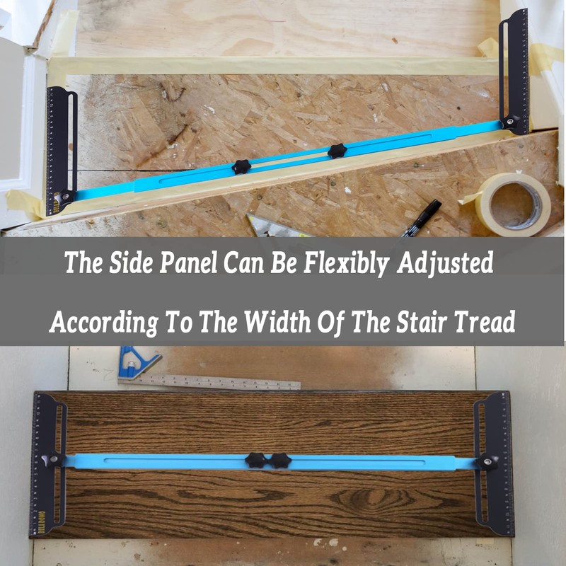 Stair Tread Template Tool 2.0，Foldable Stair Tread Gauge,Scale mark,Aluminum Alloy