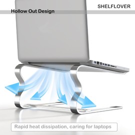 SHELFLOVER Laptop Stand Aluminum Alloy Material, Detachable PC Stand Notebook Holder, Compatible with Laptops Air/Pro/Lenovo/Dell, HP, 10'' ~ 18" Laptops, Silver