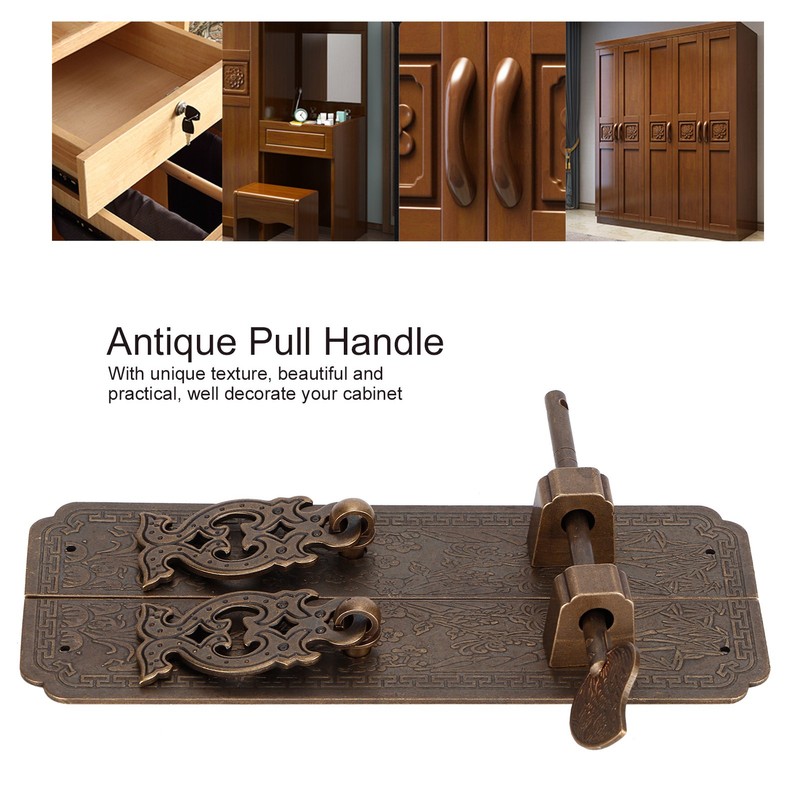 Door Handles Kit Chinese Style Antique Copper Gate Pull Handle